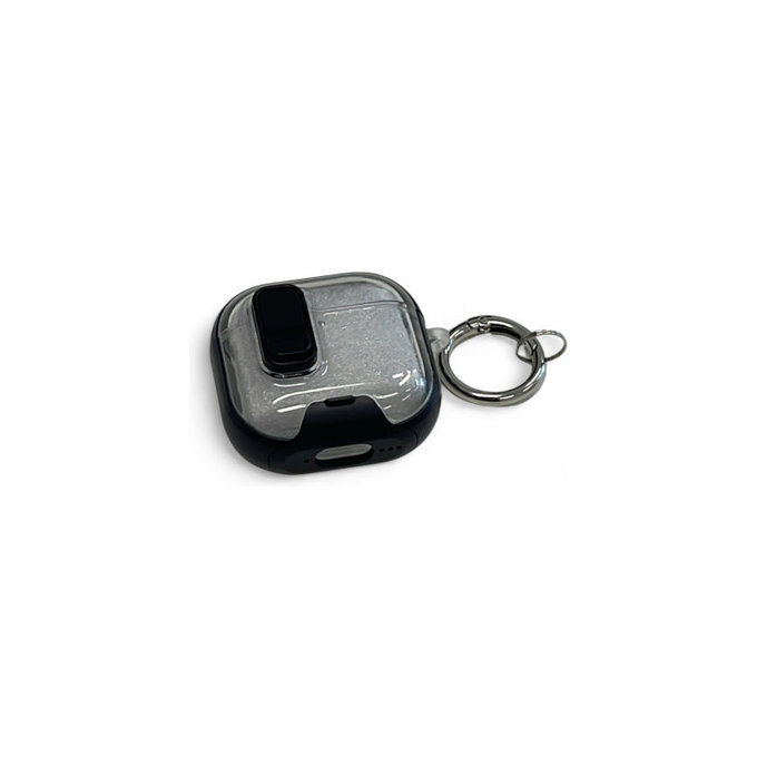 Etui silikonowe z podstawką na telefon i karabińczykiem do AirPods 4, Czarny, Black