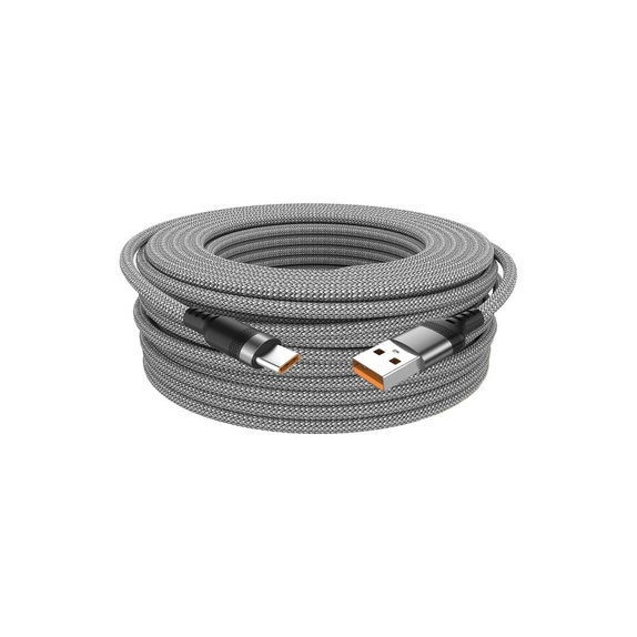 Kabel USB-A / USB-C, 6A, 1m, szary
