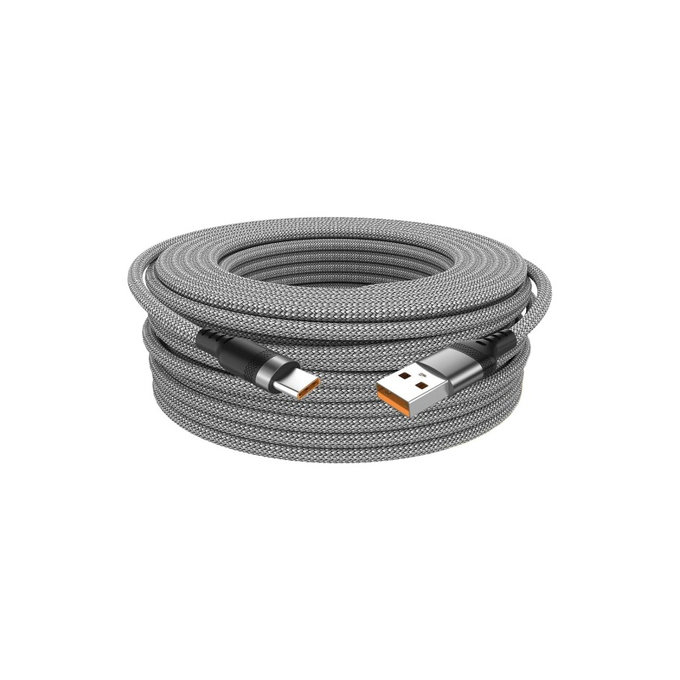 Kabel USB-A / USB-C, 6A, 1m, szary