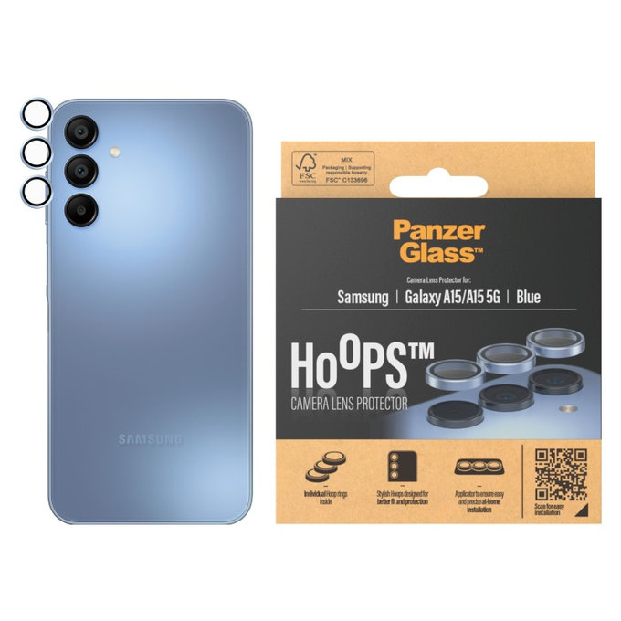Osłona obiektywu aparatu Hoops do Samsung A15/A15 5G, Niebieskie, PanzerGlass