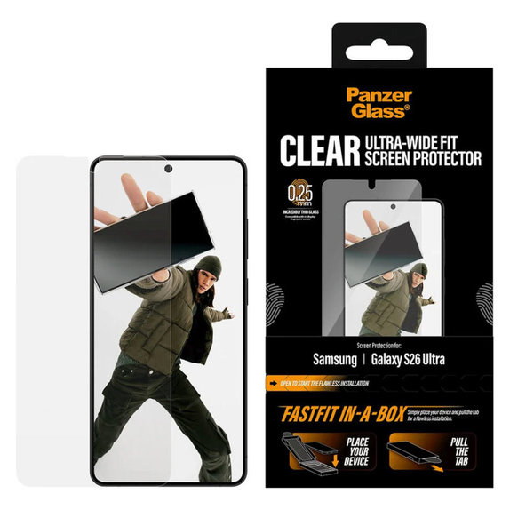 Szkło hartowane UWF z FASTFIT In-A-Box do Samsung S26 Ultra, Przezroczyste, PanzerGlass
