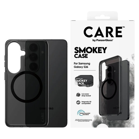 Etui Smokey z czarnym QI do Samsung Galaxy S26, Czarne, PanzerGlass