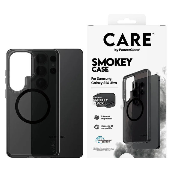 Etui Smokey z czarnym QI do Samsung Galaxy S26 Ultra, Czarne, PanzerGlass
