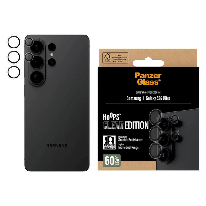 Pierścienie ochronne obiektywu kamery Hoops do Samsung S26 Ultra, Przezroczysty, PanzerGlass