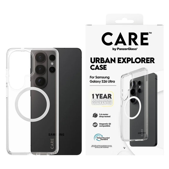Etui Urban Explorer z białym QI do Samsung Galaxy S26 Ultra, Przezroczyste, PanzerGlass