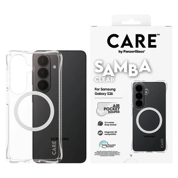 Etui Samba z białym QI do Samsung Galaxy S26, Przezroczyste, PanzerGlass