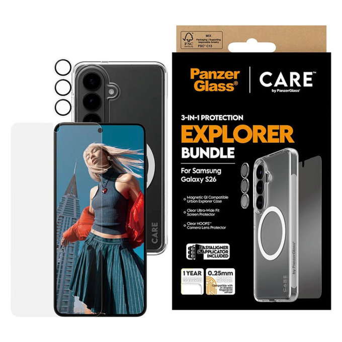 Bundle 3w1 Explorer do Samsung S26, PanzerGlass
