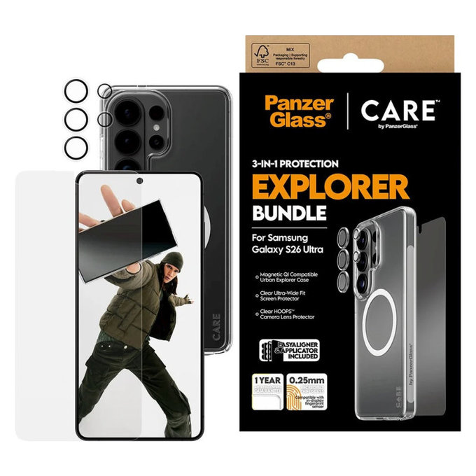 Bundle 3w1 Explorer do Samsung S26 Ultra, PanzerGlass