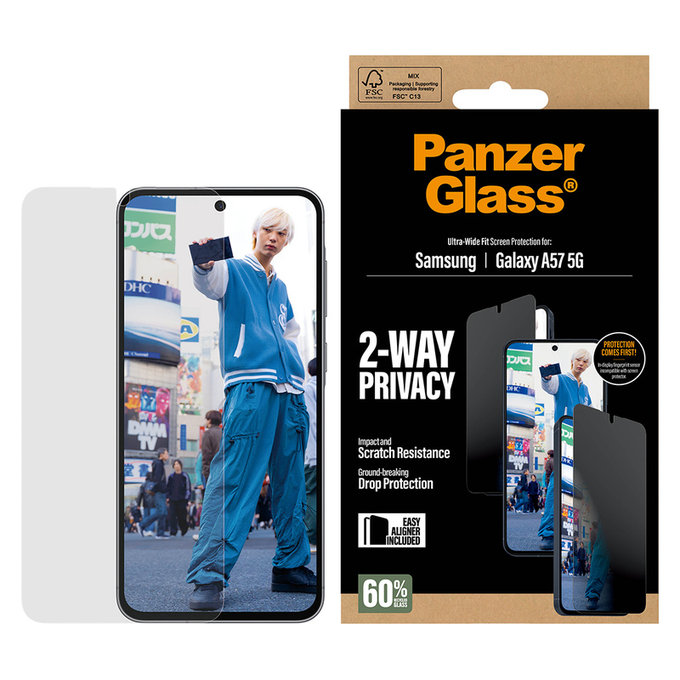 Szkło hartowane UWF Privacy z aplikatorem do Samsung Galaxy A57, Przezroczyste, PanzerGlass