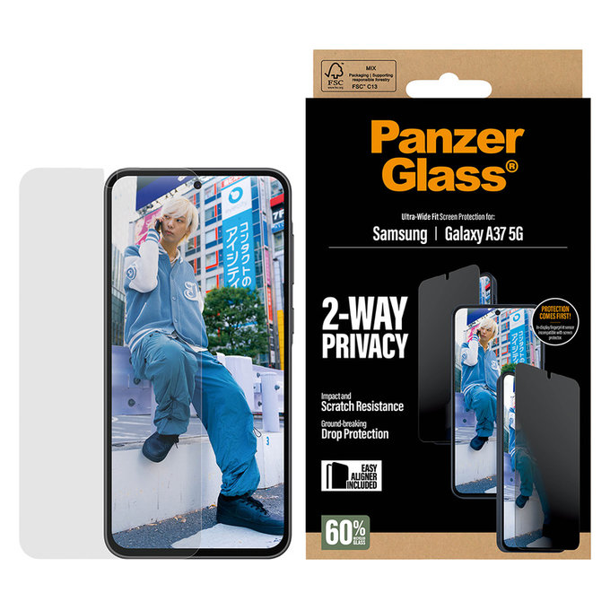 Szkło hartowane UWF Privacy z aplikatorem do Samsung Galaxy A37, Przezroczyste, PanzerGlass