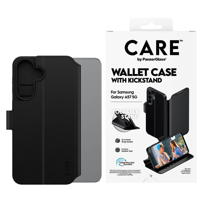 Etui Wallet Kickstand do Samsung Galaxy A57, Czarne, PanzerGlass