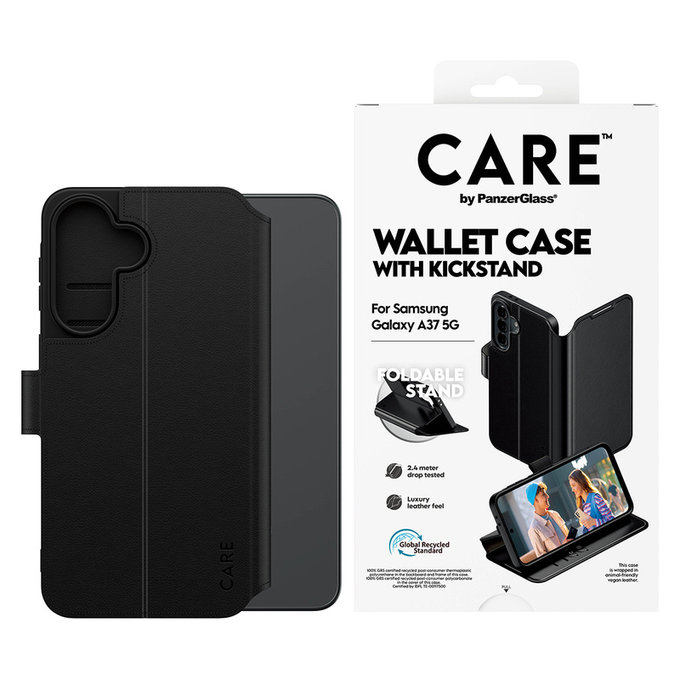 Etui Wallet Kickstand do Samsung Galaxy A37, Czarne, PanzerGlass