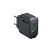 Adapter podróżny USB-A/USB-C, GaN, 65 W PD, czarny, SBS