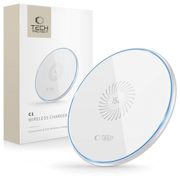 Ładowarka bezprzewodowa QI15W-C1 15W, biała, Tech-Protect