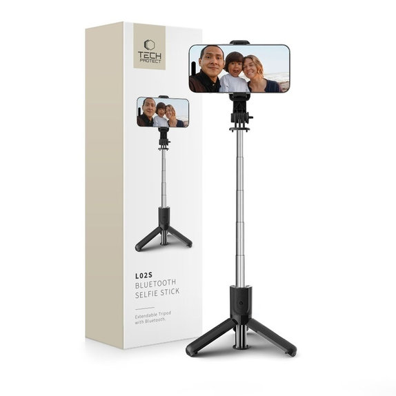 Selfie stick ze statywem L02S, czarna, Tech-Protect