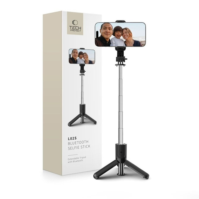 Selfie stick ze statywem L02S, czarna, Tech-Protect