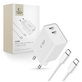 Ładowarka sieciowa C35W 2-PORT PD 35W + USB-C Cable, biała, Tech-Protect
