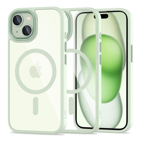 Etui MagMat MagSafe do iPhone 15, zielona/przezroczysta, Tech-Protect