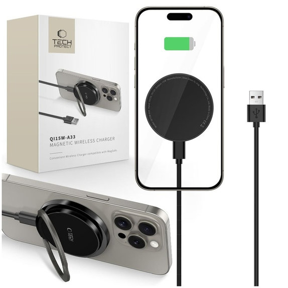 Ładowarka bezprzewodowa QI15W-A33 Magnetic MagSafe, czarna, Tech-Protect
