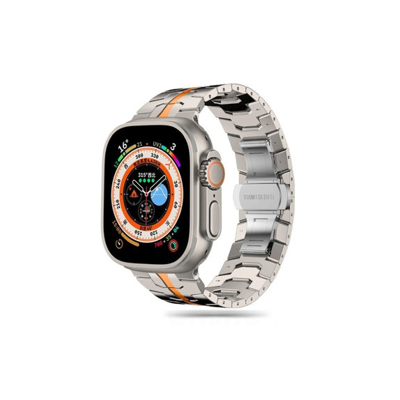 Pasek Stainless Line do Apple Watch 8 / 9 / 10 / 11 / SE / Ultra (44 / 45 / 46 / 49 mm), Titanium/Orange, Tech-Protect