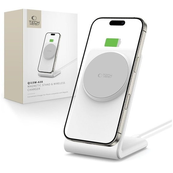 Ładowarka bezprzewodowa QI15W-A38 Magnetic MagSafe, biała, Tech-Protect