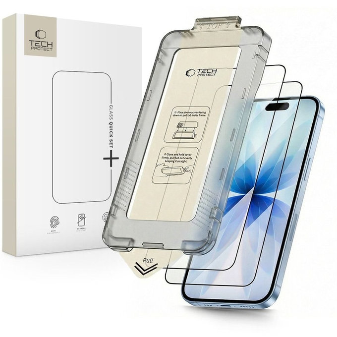 Szkło hartowane Quick Set+ 2-PACK do iPhone 17, czarna, Tech-Protect