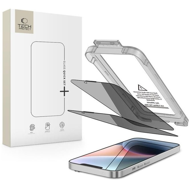 Szkło hartowane Privacy Quick Set Spy+ 2-PACK do iPhone 13 / 13 Pro / 14 / 16E / 17E, privacy, Tech-Protect