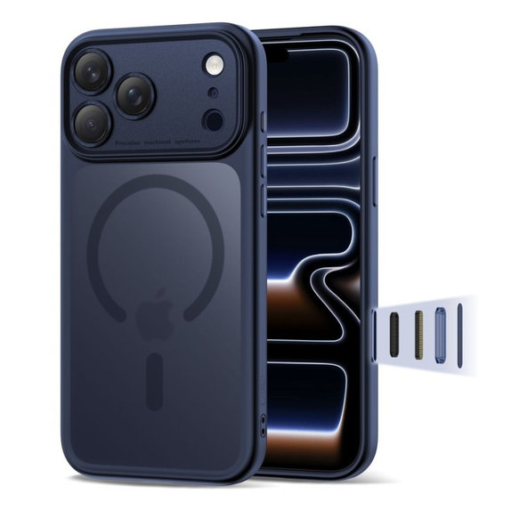 Etui MagPeak MagSafe CC do iPhone 17 Pro, Matte Deep Blue, Tech-Protect
