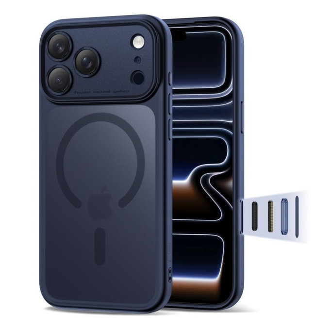 Etui MagPeak MagSafe CC do iPhone 17 Pro, Matte Deep Blue, Tech-Protect