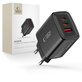 Ładowarka sieciowa NCA65W-GAN 3-PORT PD 65W / QC3.0, czarna, Tech-Protect