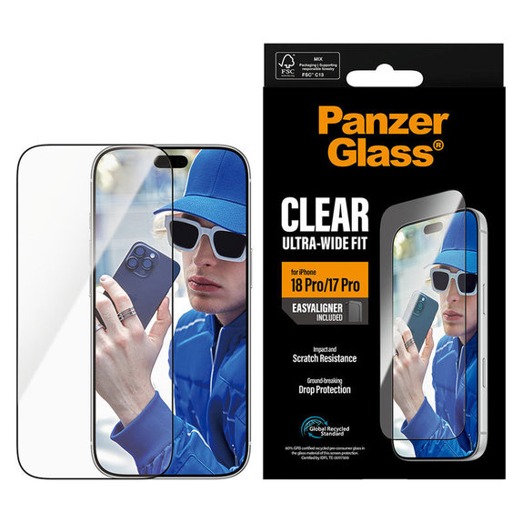 Szkło hartowane UWF z aplikatorem do iPhone 18 Pro/17 Pro, Czarne, PanzerGlass