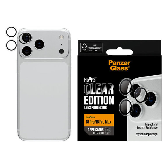 Osłona obiektywu aparatu Hoops do iPhone 18 Pro/18 Pro Max, Przezroczyste, PanzerGlass