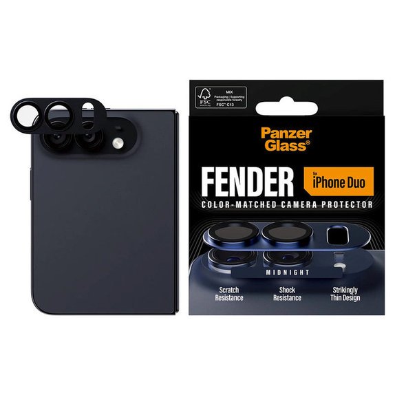 Pierścienie ochronne obiektywu kamery Fender do iPhone Duo, Dark Blue, PanzerGlass