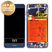 Wyświetlacz do Huawei Honor 8, Ekran dotykowy z ramką i baterią, 02350USN, 02350USM, Sapphire Blue, Genuine Service Pack