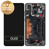 Wyświetlacz do Huawei P30, Ekran dotykowy z ramką i baterią, Czarny, Black, 02354HLT, Genuine Service Pack