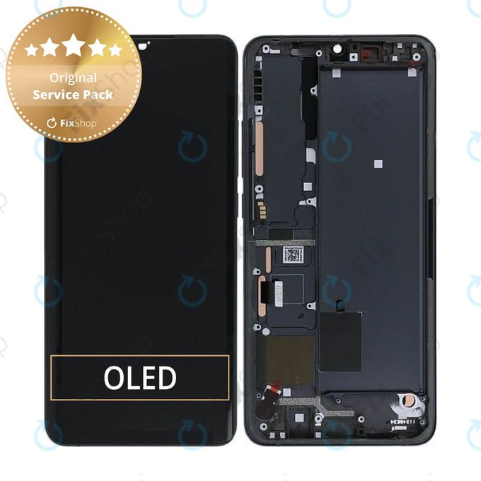 Wyświetlacz do Xiaomi Mi Note 10, Mi Note 10 Pro, Ekran dotykowy z ramką, 56000300F400, Midnight Black, Genuine Service Pack
