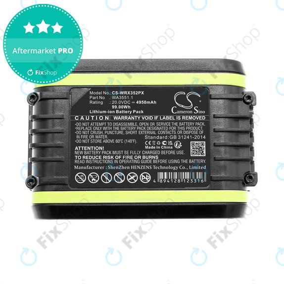 Bateria do Worx WX800.9 MAX, WX-JCR.9, 4950mAh, Li-Ion, 20V, WA3551.1, HQ
