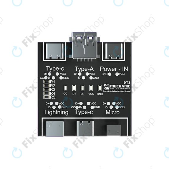 Tester kabli danych (Lightning, USB‑C, microUSB), Mechanic DT3