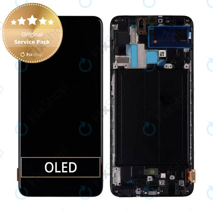 Wyświetlacz do Samsung A70 A705F, Ekran dotykowy z ramką, GH82-19747A, GH82-19787A, Czarny, Black, Genuine Service Pack