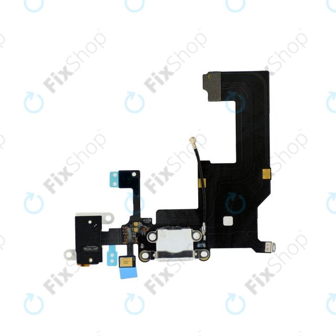 Złącze ładowania z mikrofonem i płytką PCB gniazda jack do iPhone 5, Bialy, White