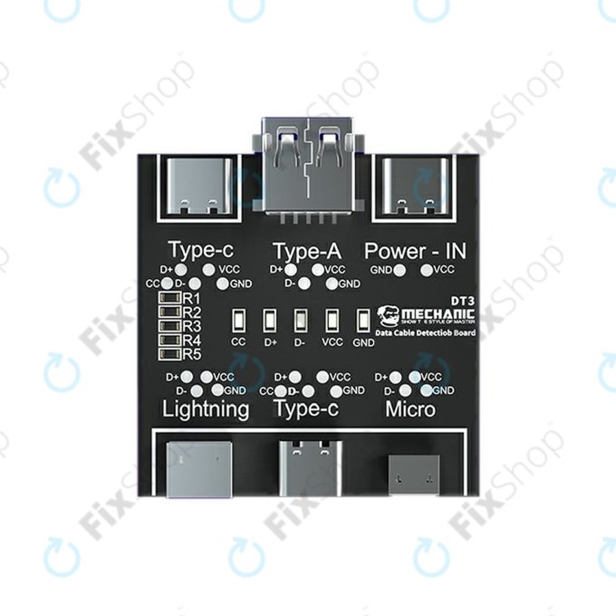 Tester kabli danych (Lightning, USB‑C, microUSB), Mechanic DT3