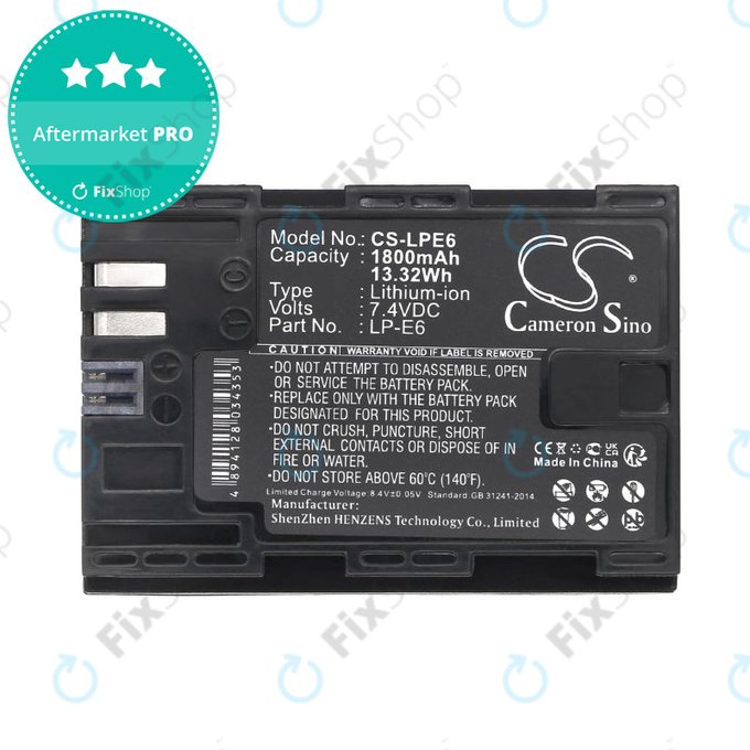 Bateria do Canon EOS 60D, 5D Mk II, 7D, 1800mAh, Li-Ion, 7.4V, LP-E6, HQ