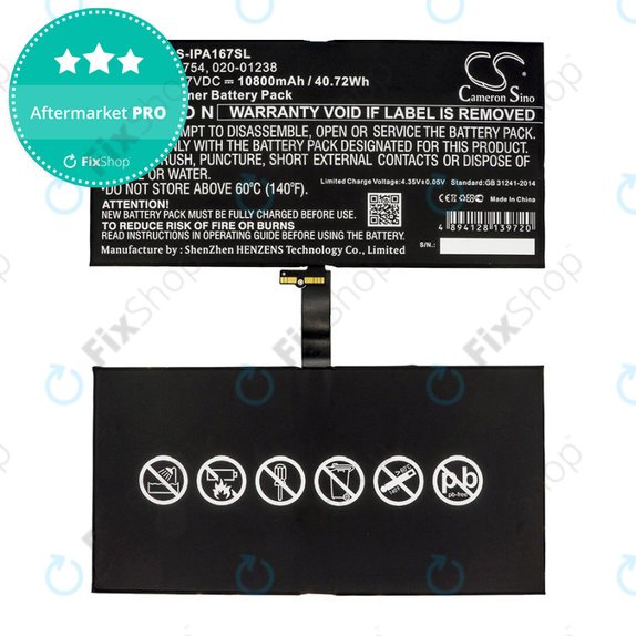 Bateria do iPad Pro 12.9", 2nd Gen 2017, A1754, 020-01238, 10800mAH, HQ