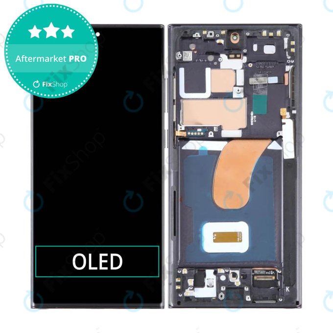 Wyświetlacz OLED do Samsung S23 Ultra S918B, Ekran dotykowy z ramką, Phantom Black