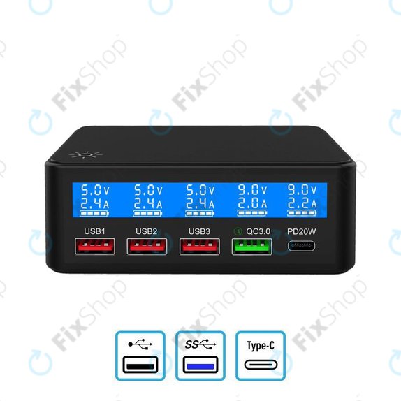 Stacja ladujaca USB z USB 3.0 & USB-C, FixPremium