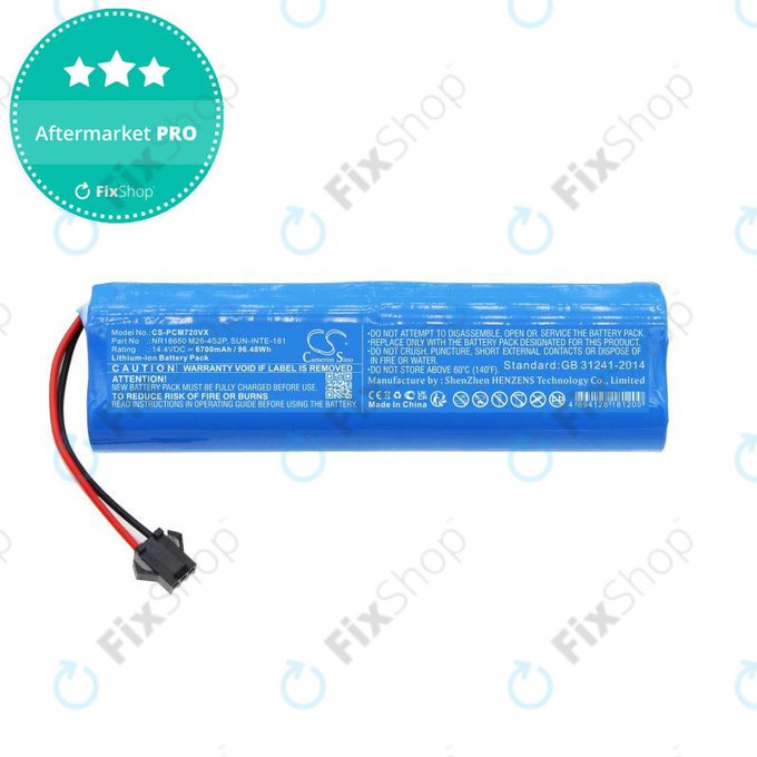 Bateria do Xiaomi EVA, EVE Plus, Viomi S9, Lenovo T1 Pro, Lydsto R1, R1 Pro, S1, S1 Pro, NR18650 M26-4S2P, SUN-INTE-181, H18650CH-4S2P, Li-Ion, 14,4V 6700mAh, HQ