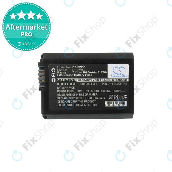 Bateria do Sony Alpha-series, DLSR-series, ILCE-series, NEX-series, SLT-series, NP-FW50, Li-Ion, 1080mAh, HQ