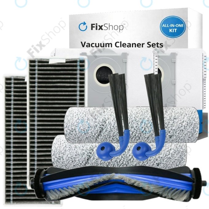 Zestaw części zamiennych do Ecovacs Deebot X9 Pro Omni (1x Główna szczotka, 2x Filtr, 2x Szczotka boczna, 2x Ściereczka mopująca, 2x Worek na kurz)