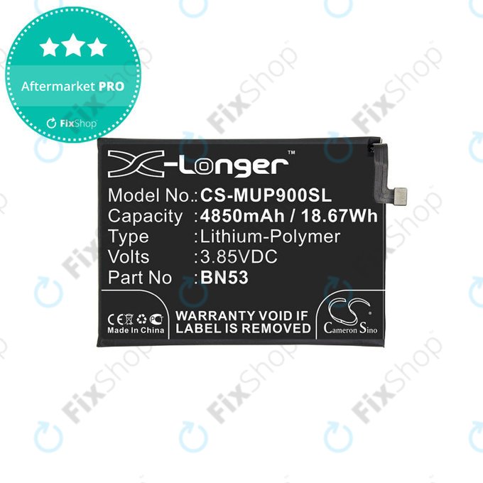 Bateria dla Xiaomi Redmi Note 9 Pro, 4850mAh, Li-Pol, 3.85 V, BN53, HQ