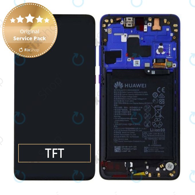 Wyświetlacz do Huawei Mate 20, Ekran dotykowy z ramką i baterią, 02352FRA, Twilight, Genuine Service Pack